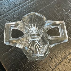 Antique Double Salt Cellar 1800's Heavy Cut Glass, 2-Handles, Unique Collectable